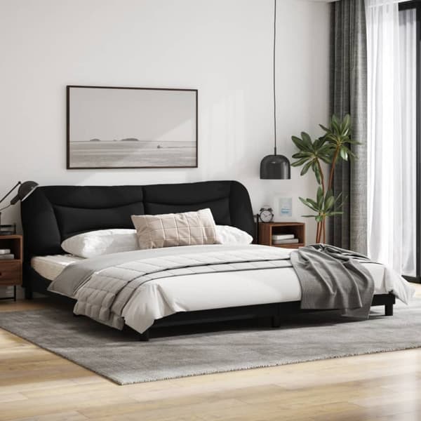 Bed Frame without Mattress "Hvar" Black 200x200 cm Fabric