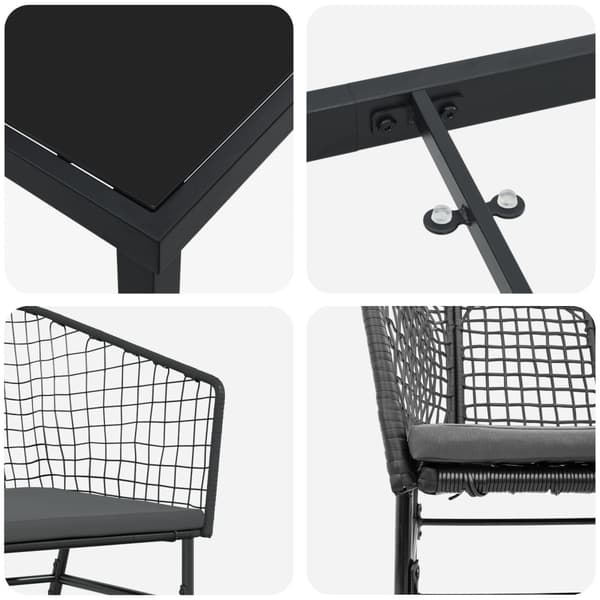 Trädgårdsmöbelset 7 pcs Svart konstrotting