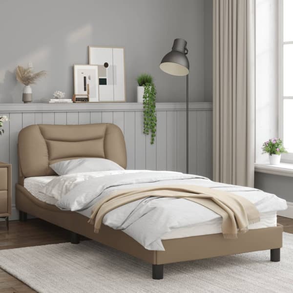 Bed Frame with LED without Mattress "Hvar" Cappuccino 90x190 cm