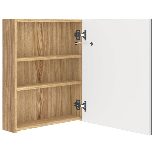 Badrumsspegel LED vit och ek 50x14x60 cm