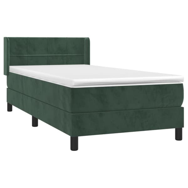 Ramsäng med madrass mörkgrön 90x190 cm sammet