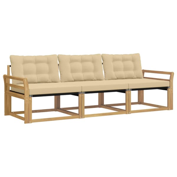 Utomhussoffset med kudde 3 pcs Vit och Beige