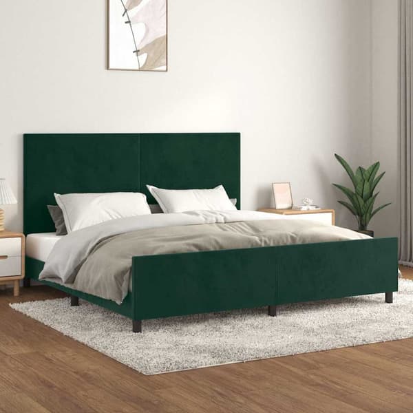 Sängram utan madrass mörkgrön 200x200 cm sammet