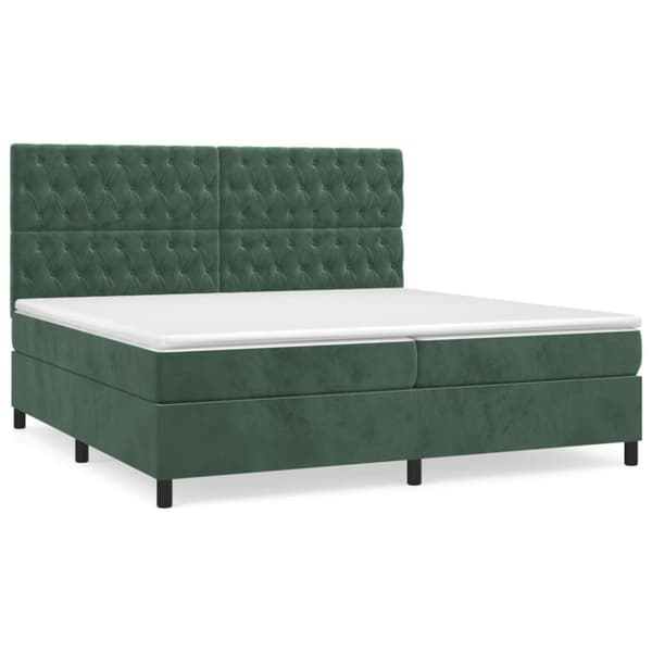 Ramsäng med madrass mörkgrön 200x200 cm sammet