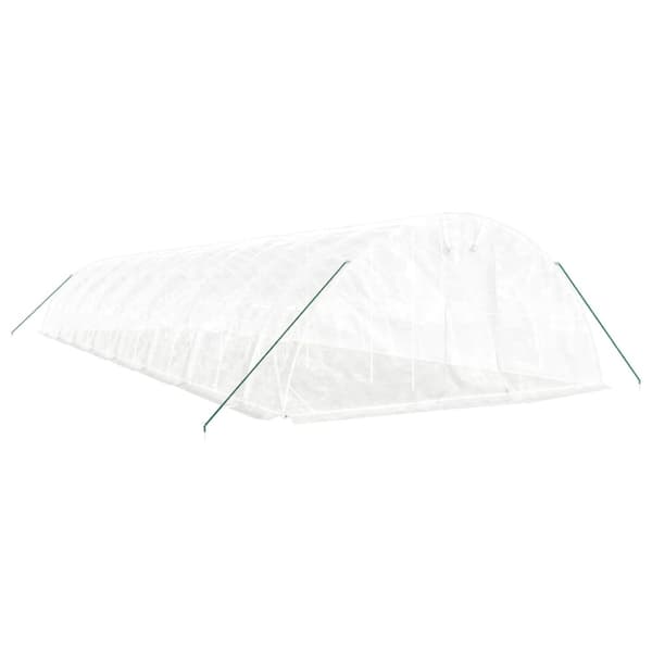 Växthus med stålram vit 80 m² 16x5x2,3 m
