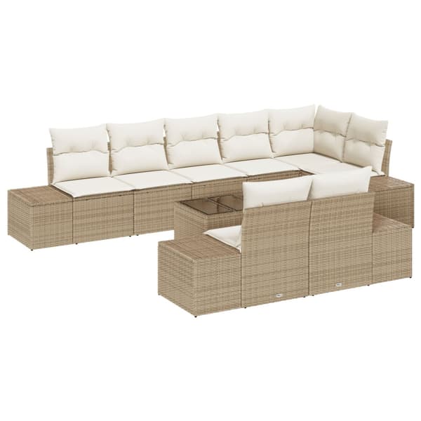 Trädgårdsoffset 9 pcs Beige och gräddfärgad konstrotting