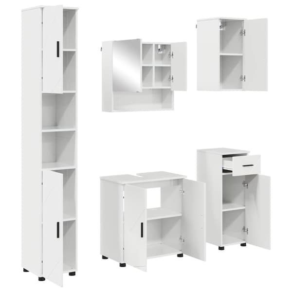 Badrumsmöbelset 5 st Högblanka vita 61 x 35 x 64 cm