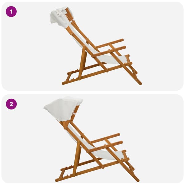 Deck Chair 4 st 3 Position Massiv Eukalyptus Trä Gräddvit