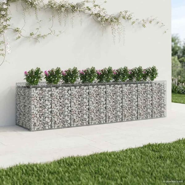 Gabion upphöjd säng 4 pcs Silver