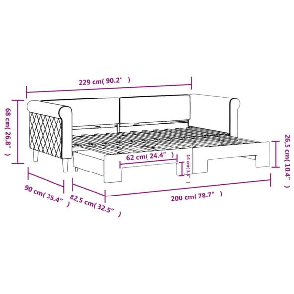 Dagbädd utdragbar svart 80x200 cm sammet