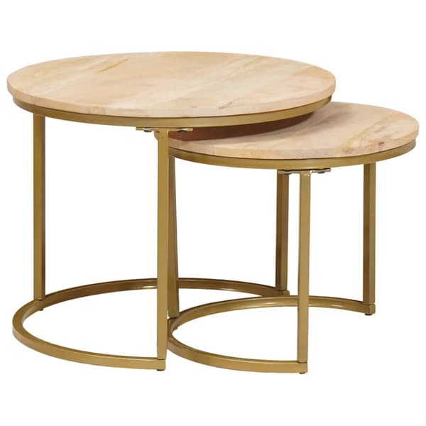 Nesting Kaffe Bord 2 pcs Brun Massivt Mangoträ och stål