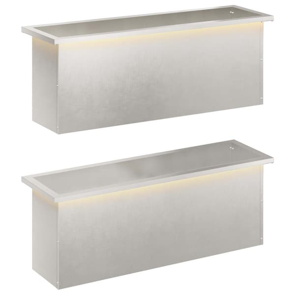 Odlingslåda med LED 2 st Silver 30 x 100 x 30 cm Rostfritt stål