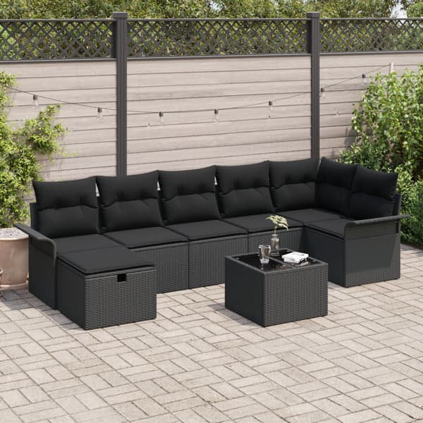 Trädgårdsoffset 8 st Poly rattan