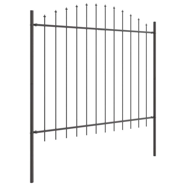 Trädgårdsstängsel 7 pcs Grå 170 x 165 cm Pulverlackerat stål