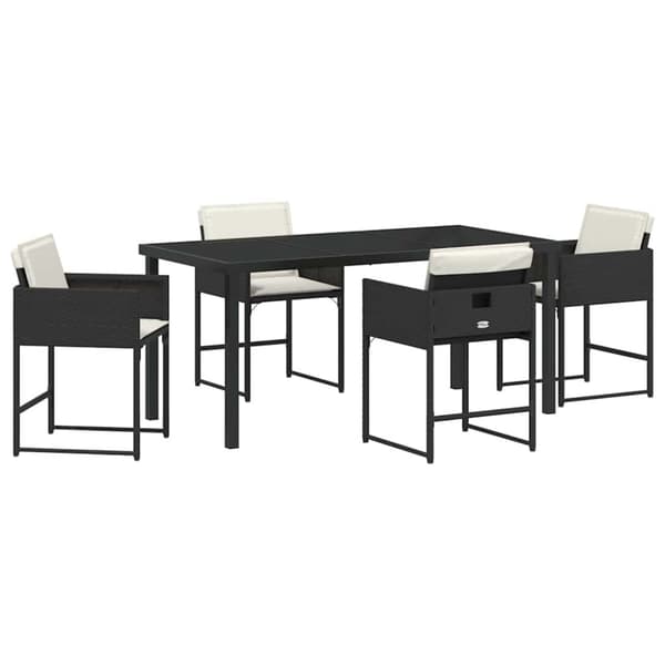 Trädgårdsmöbelset 5 pcs Svart konstrotting