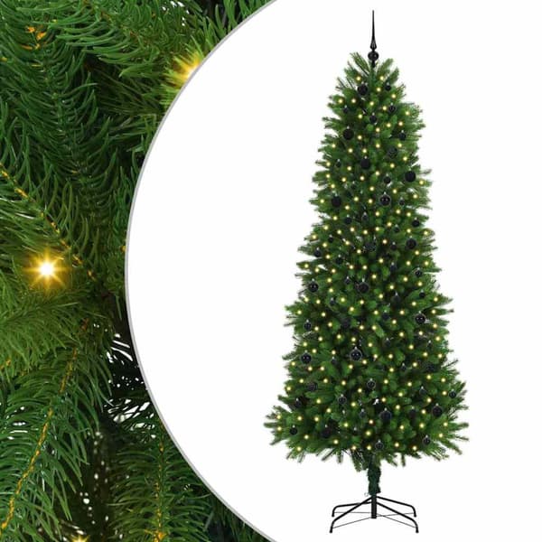 Julgran med LED-belysning Grön 240 cm PE
