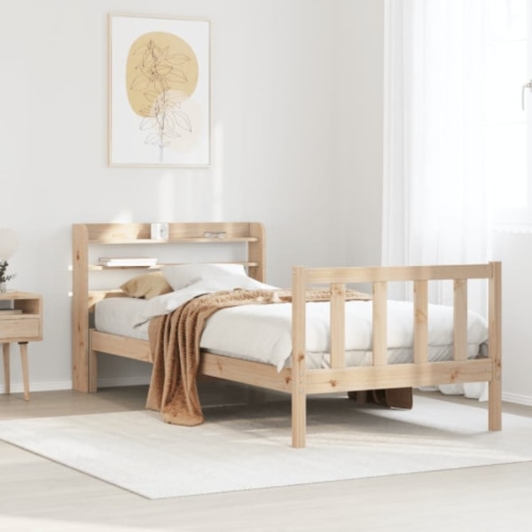 Sängram utan madrass 75x190 cm massiv furu