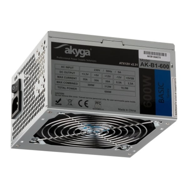 Akyga Basic Series AK-B1-600 - nätaggregat - 600 Watt Grå
