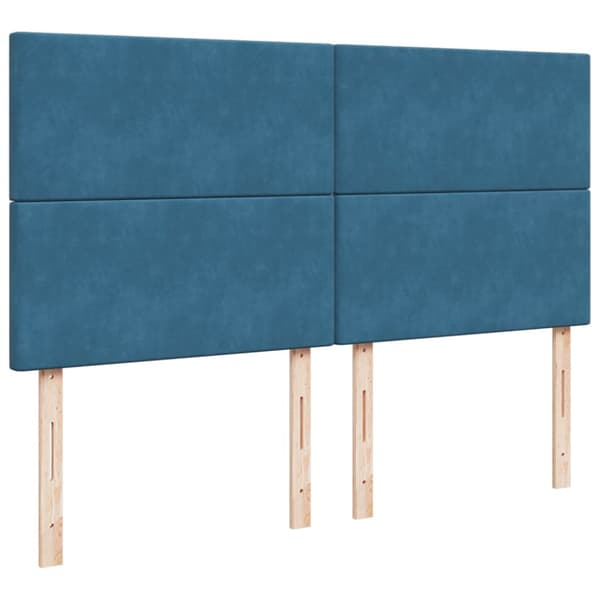 Ramsäng med madrass blå 200x200 cm sammet