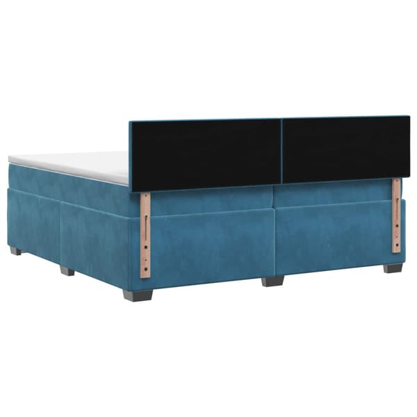 Boxspring säng med madrass och LED Blå 200 x 200 cm Sammet