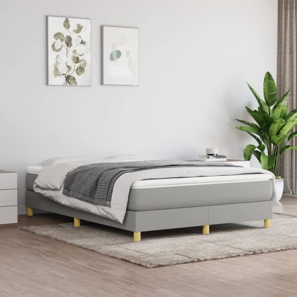 Boxspring-sängram ljusgrå 140x190 cm tyg