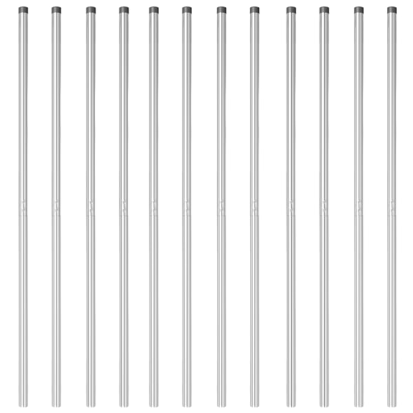 Stängselstolpe 12 pcs Silver Pulverlackerad stål