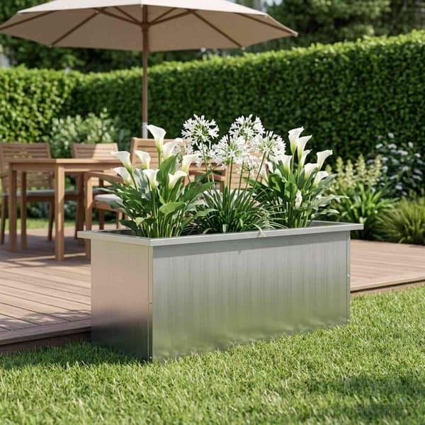 Odlingslåda med LED Silver 30 x 80 x 30 cm Galvaniserat stål