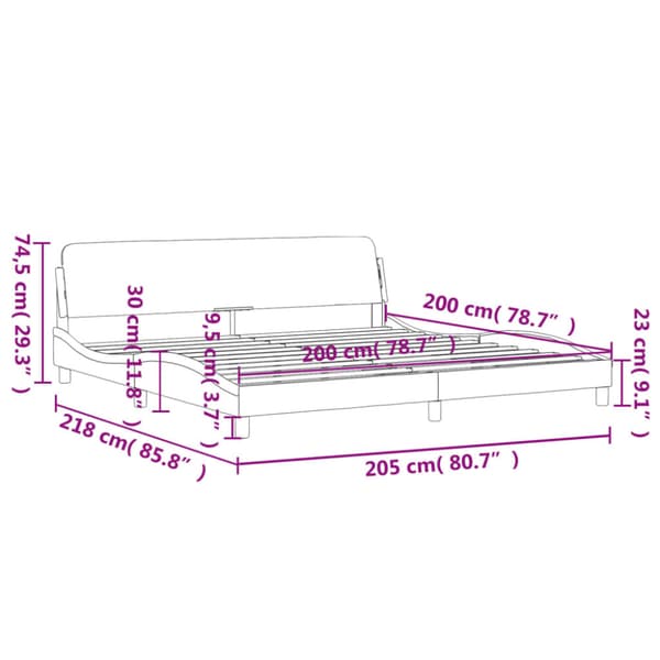 Bed Frame "Dover" White 200x200 cm Faux Leather