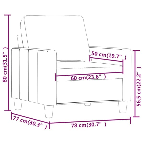 Fåtölj svart 60 cm konstläder