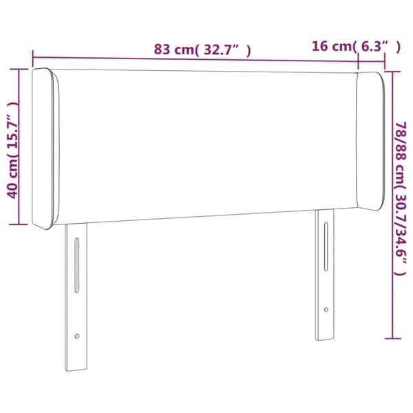 Sänggavel LED blå 83x16x78/88 cm tyg
