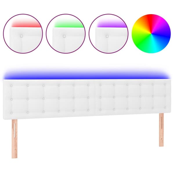 Sänggavel LED vit 160x5x78/88 cm konstläder
