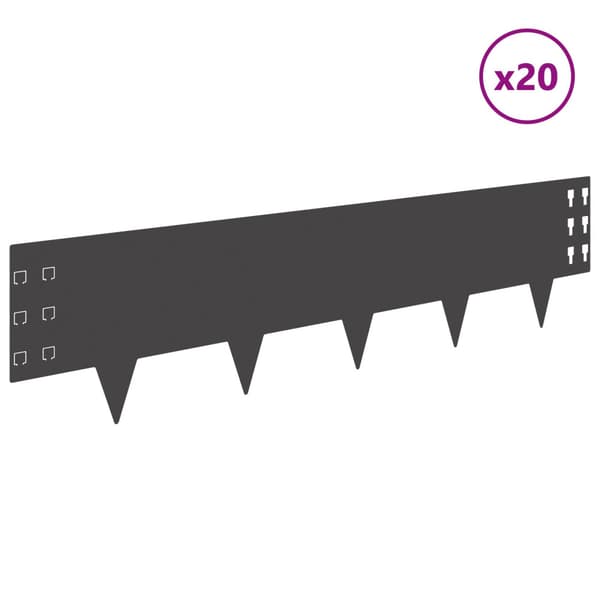 Kant för gräsmatta 20 pcs 100 x 25 cm Stål Svart
