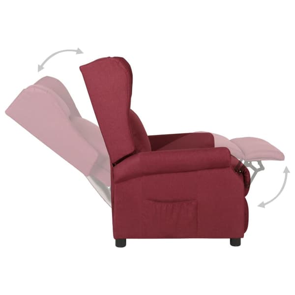 Reclinerfåtölj vinröd tyg
