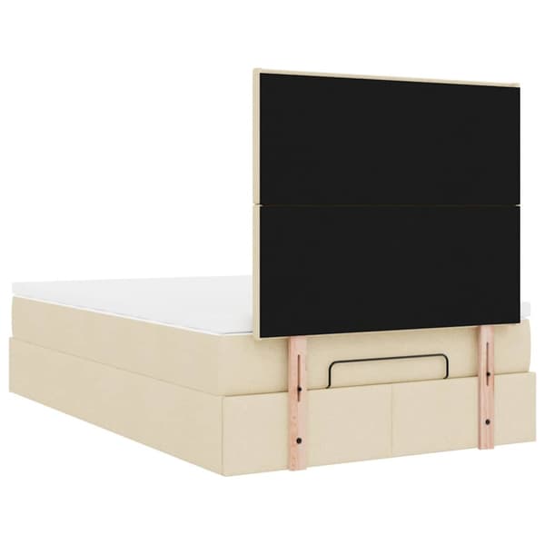 Ottoman sängram med madrass gräddvit 120x190 cm tyg