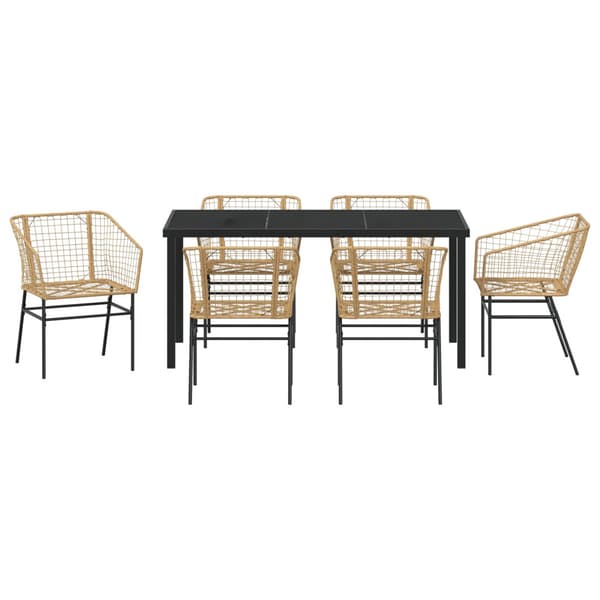 Trädgårdsmöbelset 7 pcs Brun konstrotting