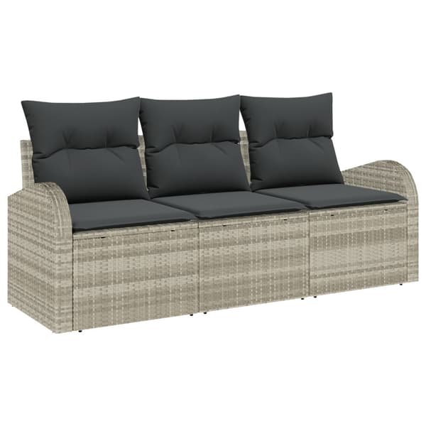 Trädgårdsoffset med lagring 3 pcs Ljusgrå Poly rattan