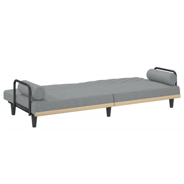 Bäddsoffa med armstöd ljusgrå tyg