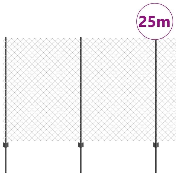 Stängsel med stolpe Grå 1,5 x 25 m Stål