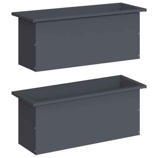 Odlingslåda med LED 2 st Antracit 30 x 80 x 30 cm Stål