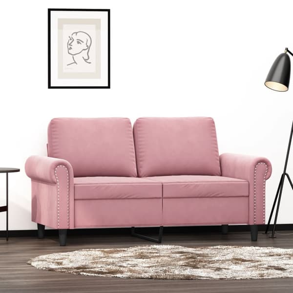 Soffa 2-sits rosa 120 cm sammet