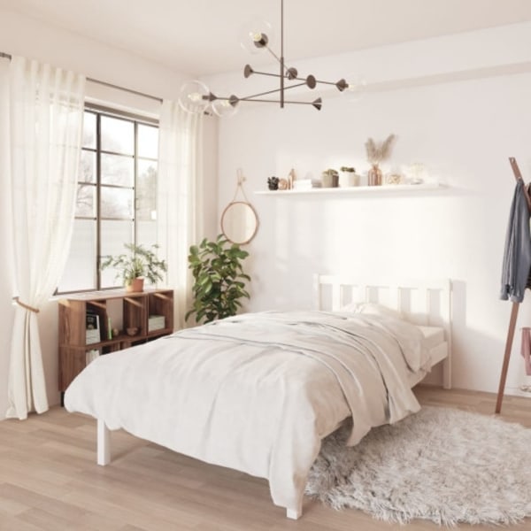 Sängram vit massiv furu 90x200 cm