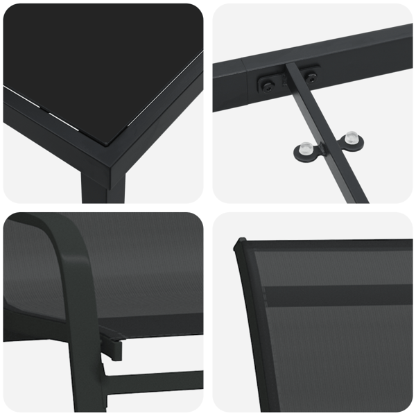 Trädgårdsmöbelset 5 pcs Svart Pulverlackerad stål