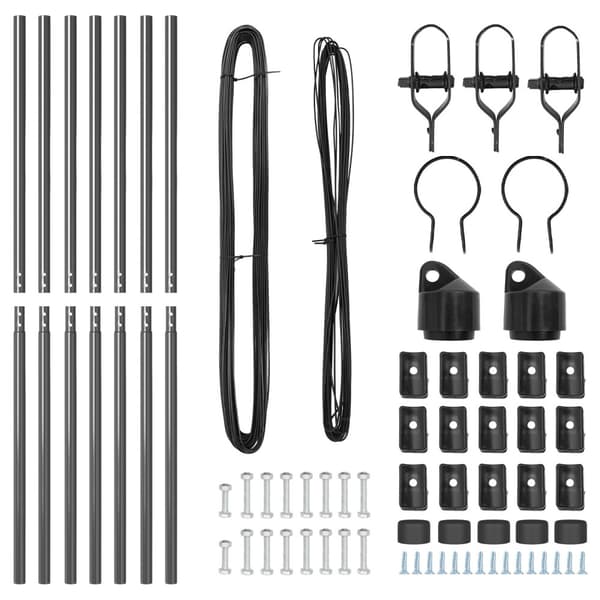 Stängselstolpe 7 pcs Grå Stål