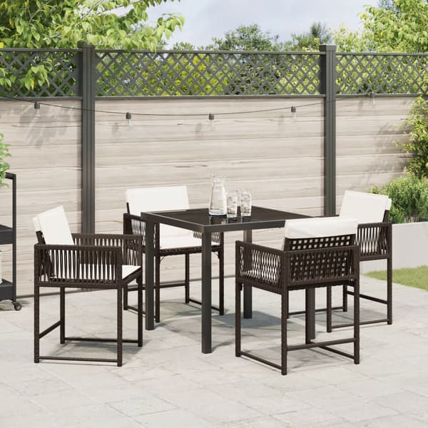 Trädgårdsmöbelset 5 pcs Brun konstrotting