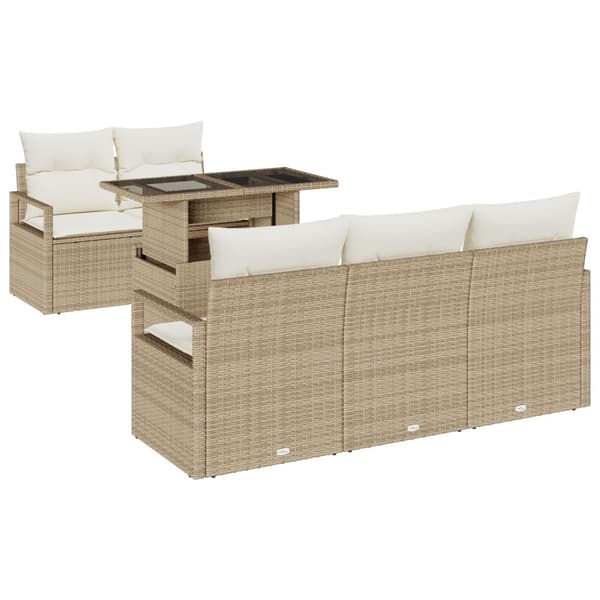Trädgårdsoffset 6 st Beige Poly rattan
