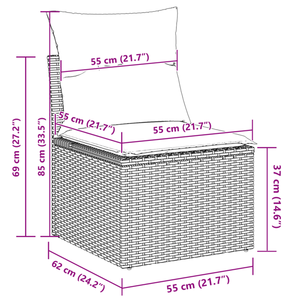 Trädgårdsoffset 8 st 7-Antal sittplatser Beige Poly rattan
