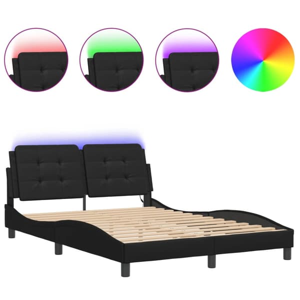Bed Frame with LED without Mattress "Zadar" Black 120x200 cm
