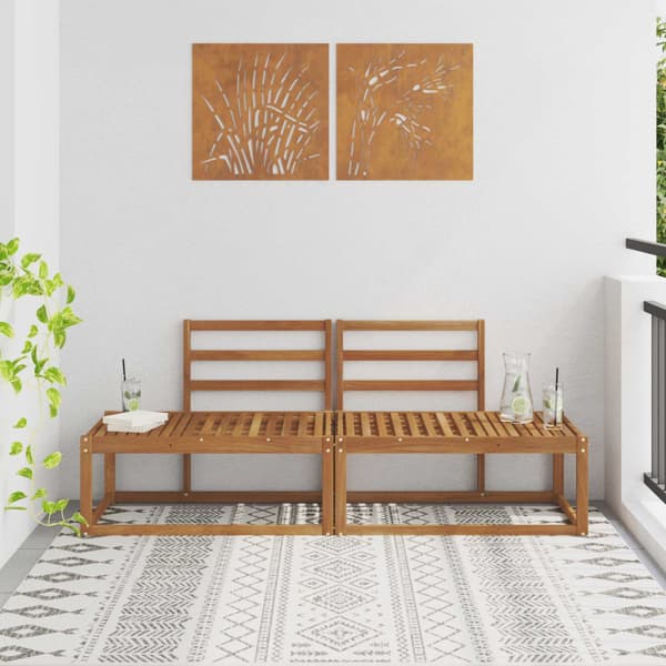 Modulsoffa utomhus 2 Stycke Naturfärg 182,5 x 63 x 73 cm