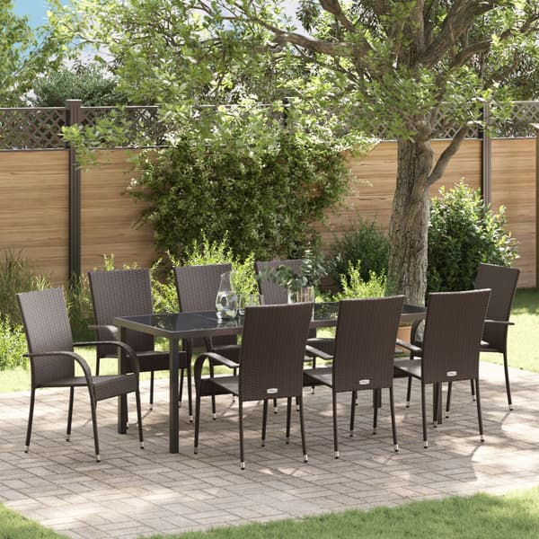 Trädgårdsmöbelset 5 pcs Brun Pulverlackerat stål