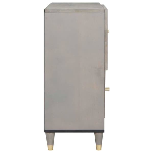 Sideboard Grå och Guld 80 x 33 x 75 cm Massivt mangoträ